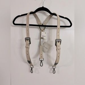 NWT Free People Leather Western Tooled Suspenders